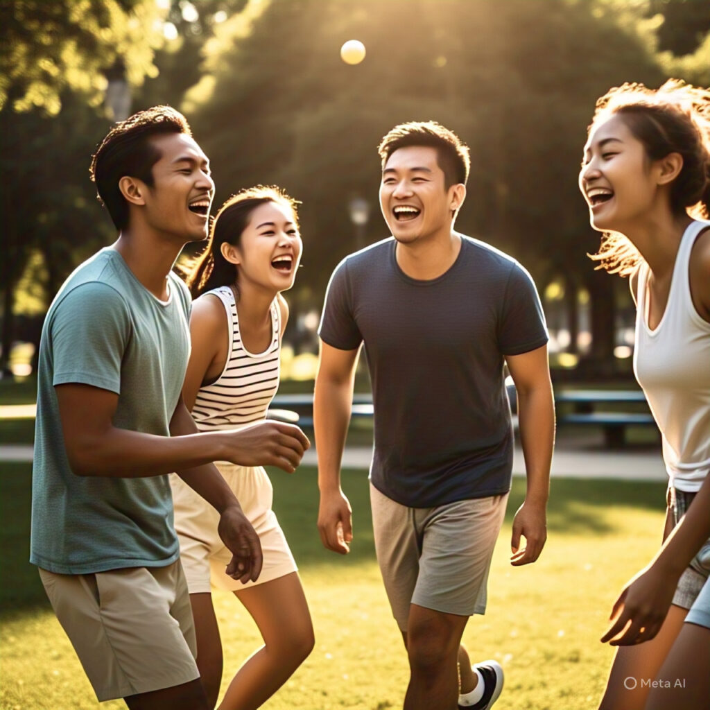 Friends laughing and enjoying casual games together